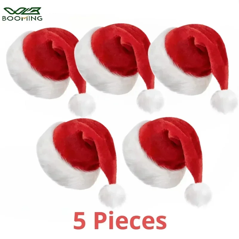 Santa Hat Plush - 5/1PCS Świąteczna czapka Pluszowa dla dorosłych