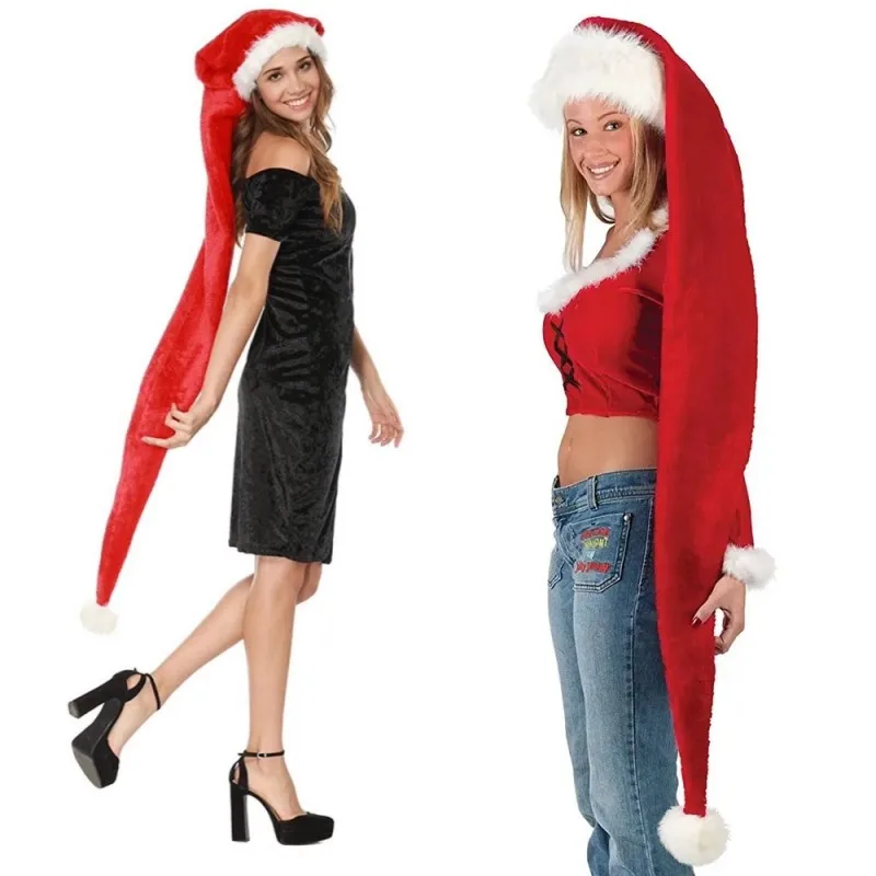 Santa Hat Plush - Miękki, pluszowy, bardzo długi kapelusz Świętego