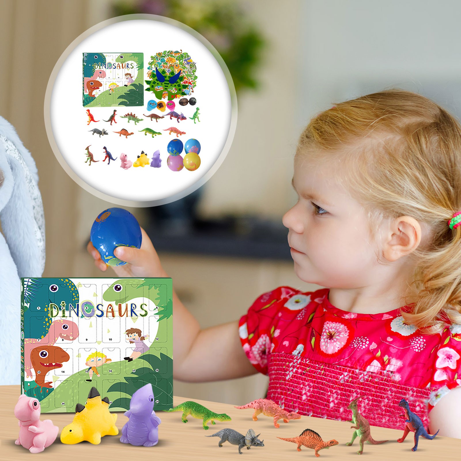 Advent Calendar Gift - Kalendarz Adwentowy Świąteczny 3D Ozdoby Dinozaury