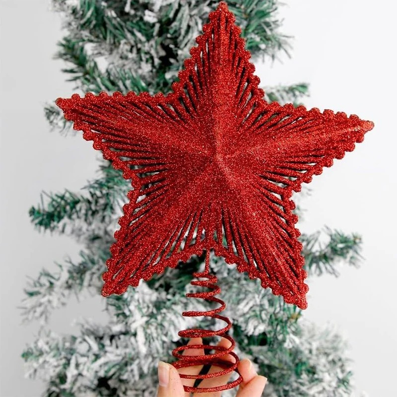 25cm Red Glitter Christmas Tre – Star Tree Topper recenzja i cena
