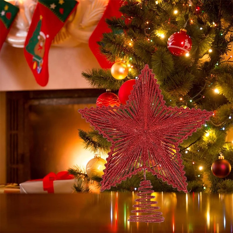 25cm Red Glitter Christmas Tre – Star Tree Topper recenzja i cena