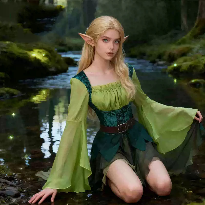 Damska Elfia Sukienka Średniow – Elf Costume Christmas recenzja i cena